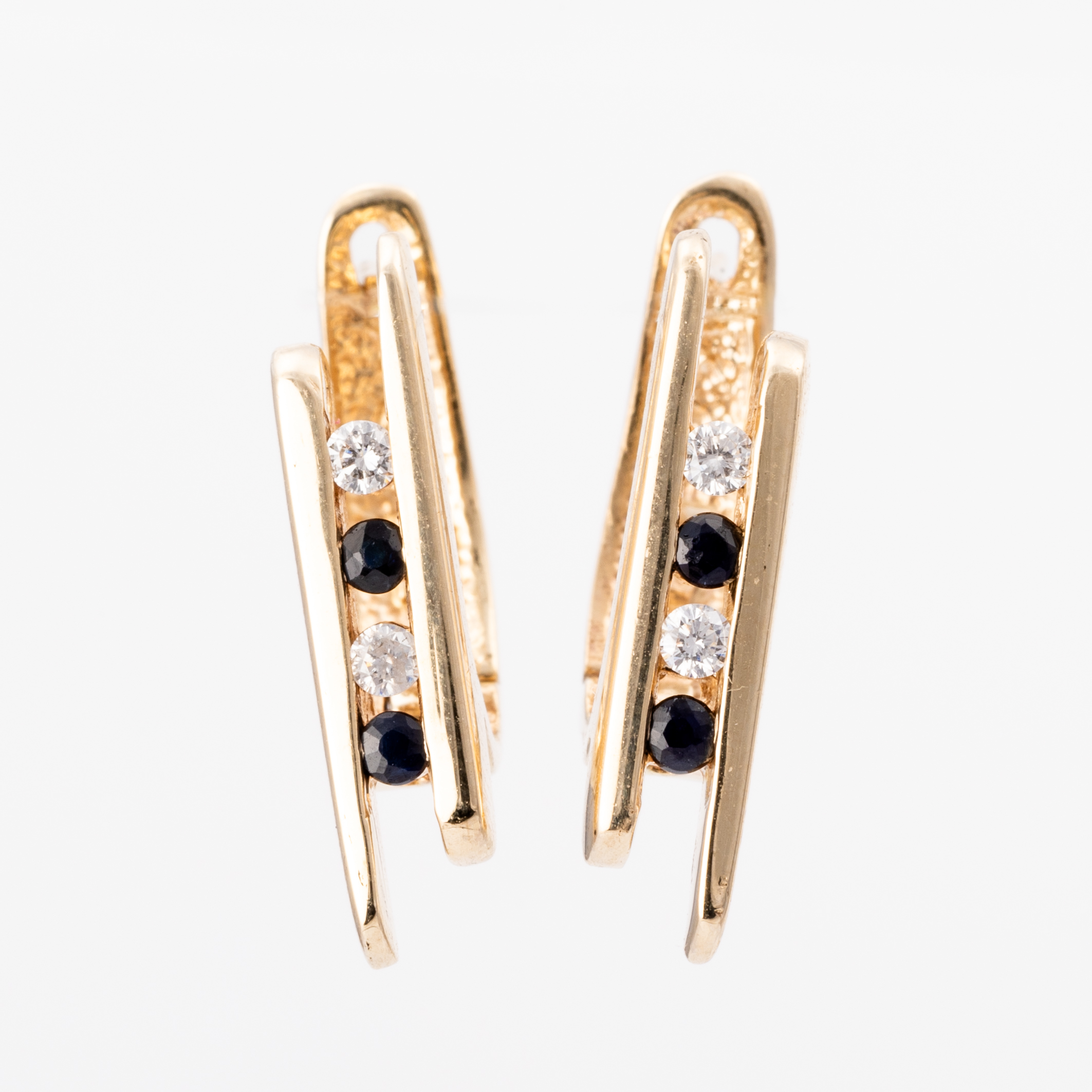 Sapphire & Diamond Huggie Earrings 9ct Gold