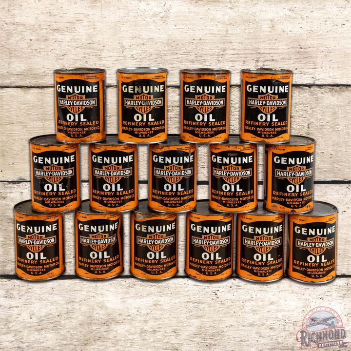 Group of 15 Harley Davidson Metal One Quart Motor Oil Cans