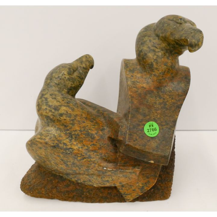 Alaskan Soapstone Large Bird Figure Group Carving- 9.5x9''