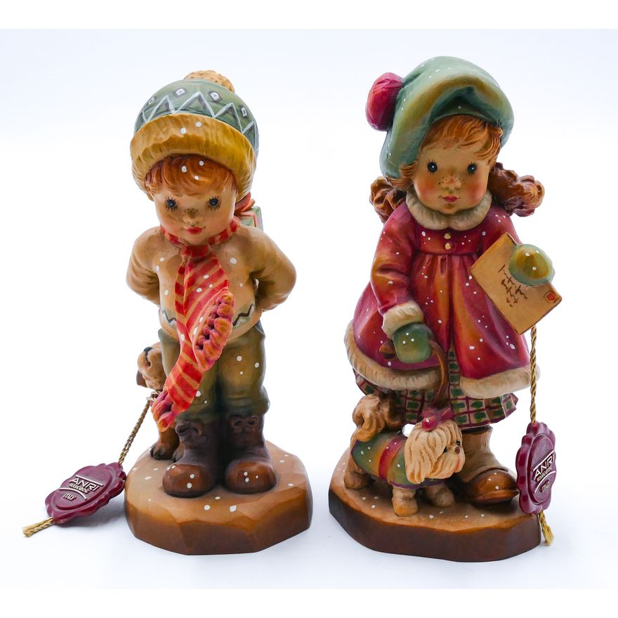2pc Anri Sarah Kay Christmas Chldren Figurines 7''