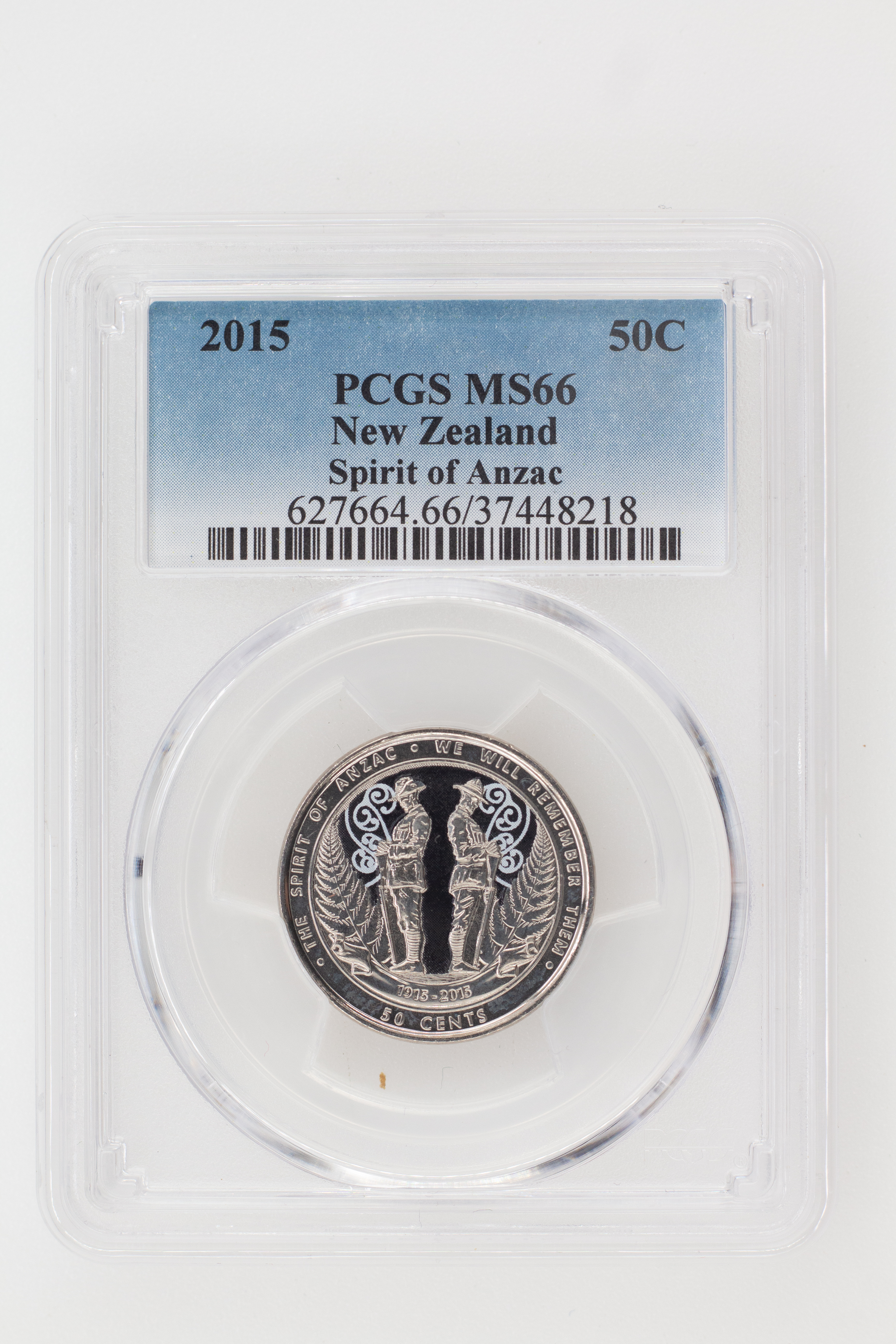 2015 New Zealand Fifty Cent, 50c Silver Spirit of Anzac PCGS - MS66 -218