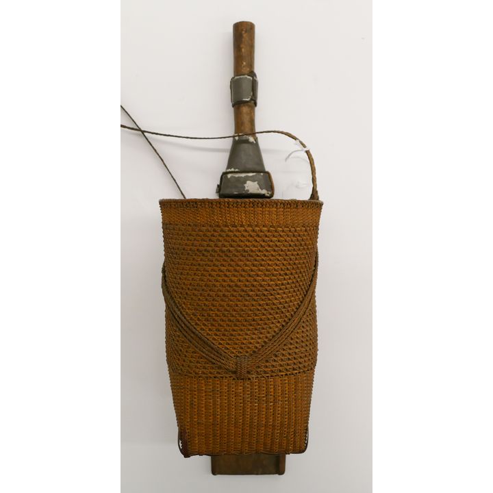 Fine Burmese Gathering Basket with Knife 17'' - Break to strap