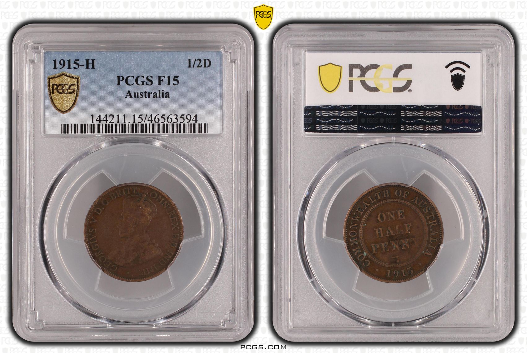 Halfpenny, 1915-H, PCGS F15BN