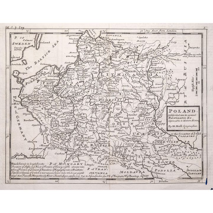 Herman Moll | Poland subdivided into its severall Palatinates & c