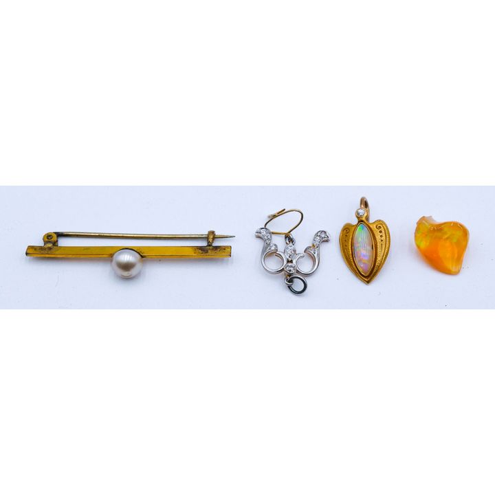 Box 14k Diamond and Opal Pendants etc. - 3.6 Grams