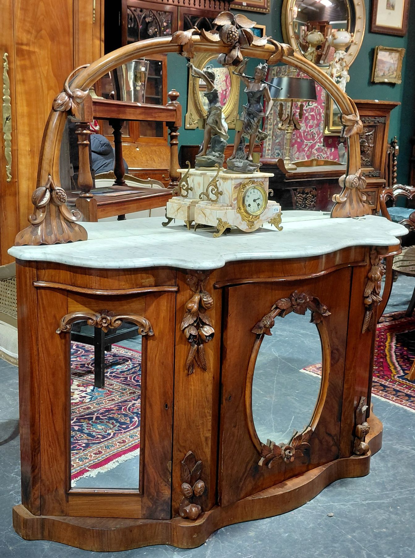 573 · VICTORIAN WALNUT CREDENZA