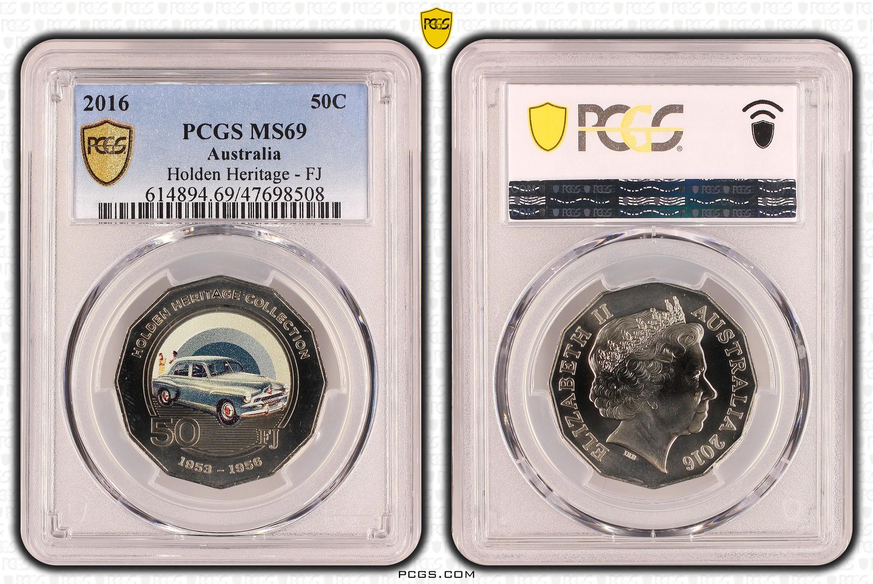 Elizabeth II, Holden Heritage - FJ, Fifty Cent, 2016, PCGS MS69