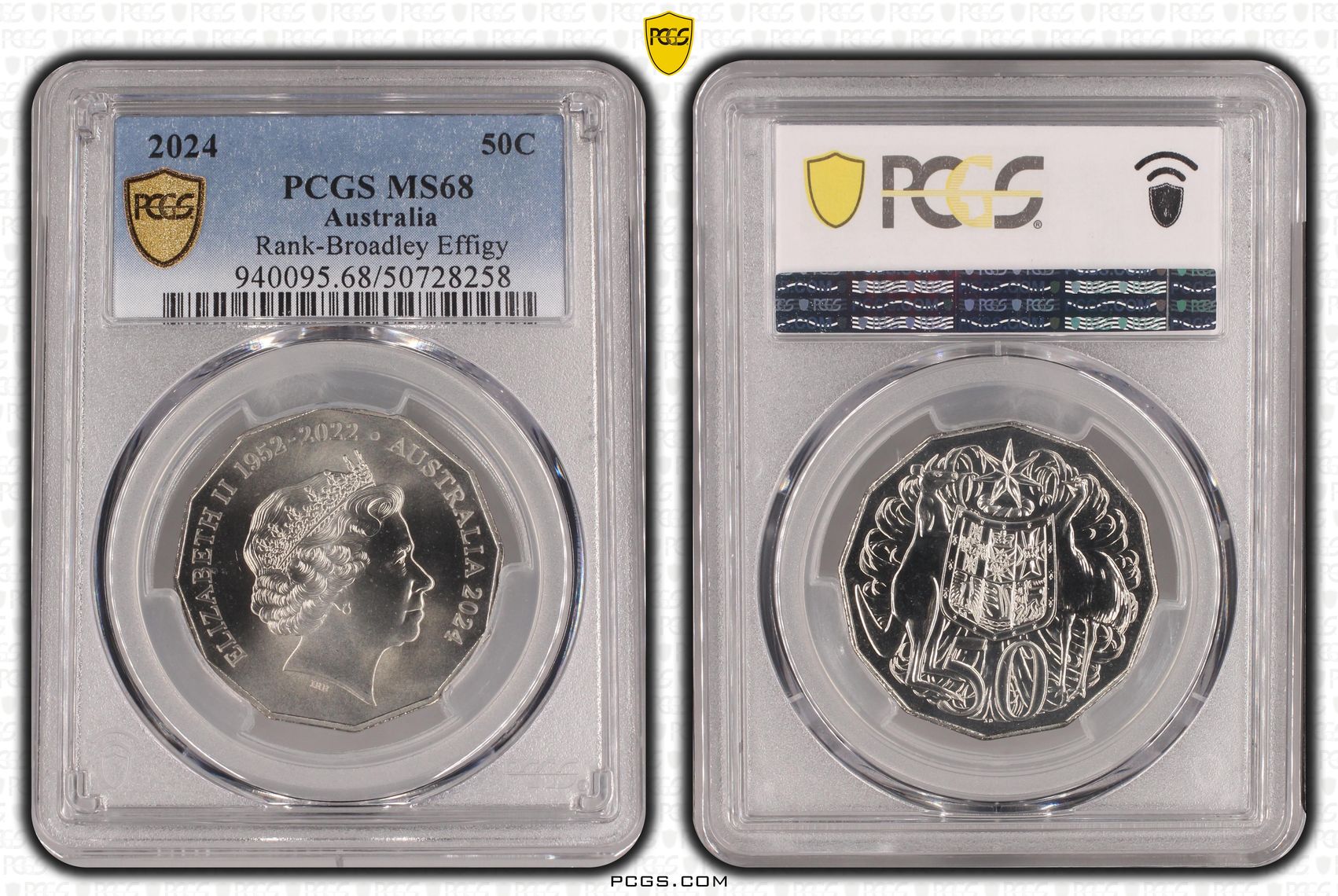 Rank-Broadley Effigy , Fifty Cent, 2024, PCGS MS68