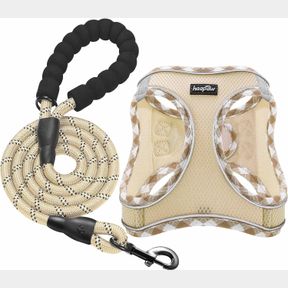 HAAPAW DOG HARNESS WITH LEASH SET, NO PULL ADJUSTABLE REFLECTIVE STEP-IN PUPPY HARNESS WITH THICKENED PADDED VEST FOR EXTRA-SMALL/