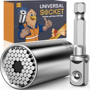 ONE SIZE GIFTS FOR MEN SUPER UNIVERSAL SOCKET - TOOL STOCKING STUFFERS FOR MEN 7-19MM SOCKET WRENCH SET WITH POWER DRILL ADAPTER,
