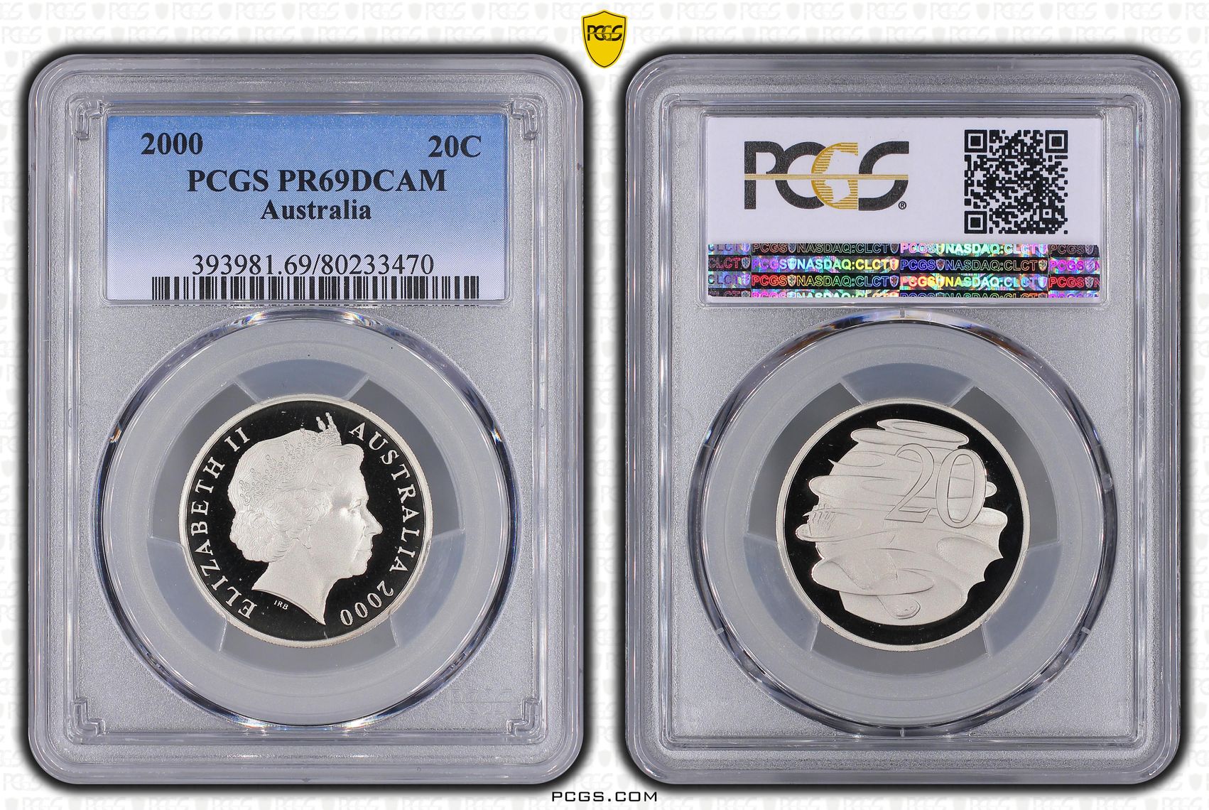 Elizabeth II, Twenty Cent, 2000, PCGS PR69DCAM