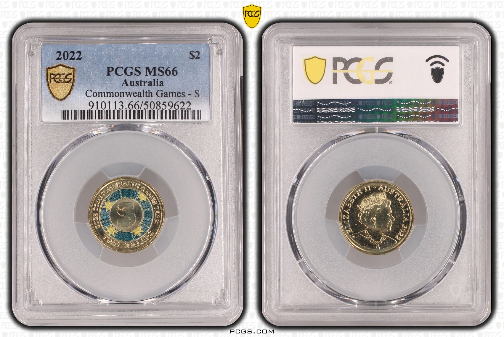 Commonwealth Games - S Colorized, Two Dollar, 2022, PCGS MS66