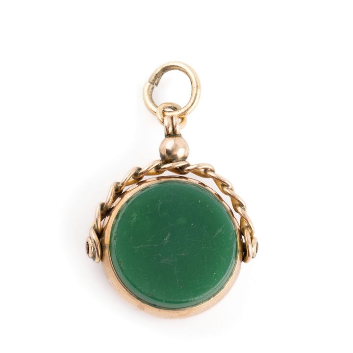 Vintage Bloodstone & Agate Spinner Pendant 9ct