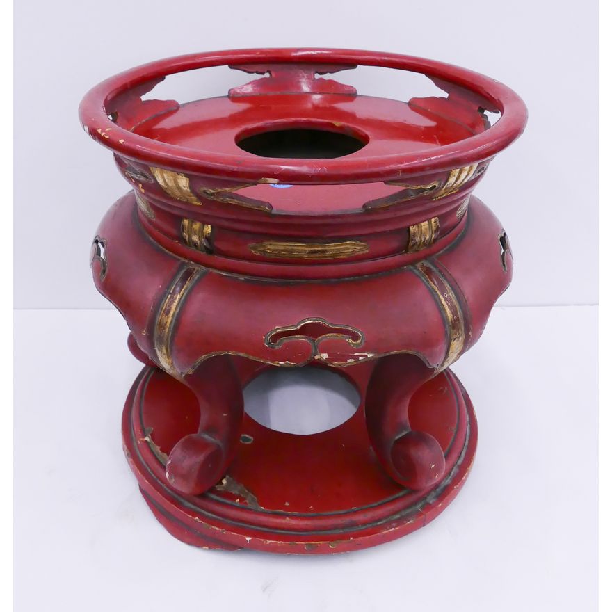 Japanese Meiji Lacquered Bell Gong Stand- 14x15''