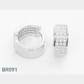 STERLING SILVER '3 ROW' HOOPS WITH CZ'S - 51543/241