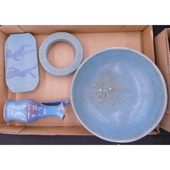 Box 4pc Turquoise Art Pottery