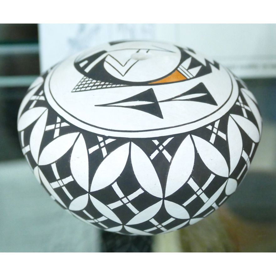 A. Fernando Acoma Decorated Seed Jar 3.5'' Diam.