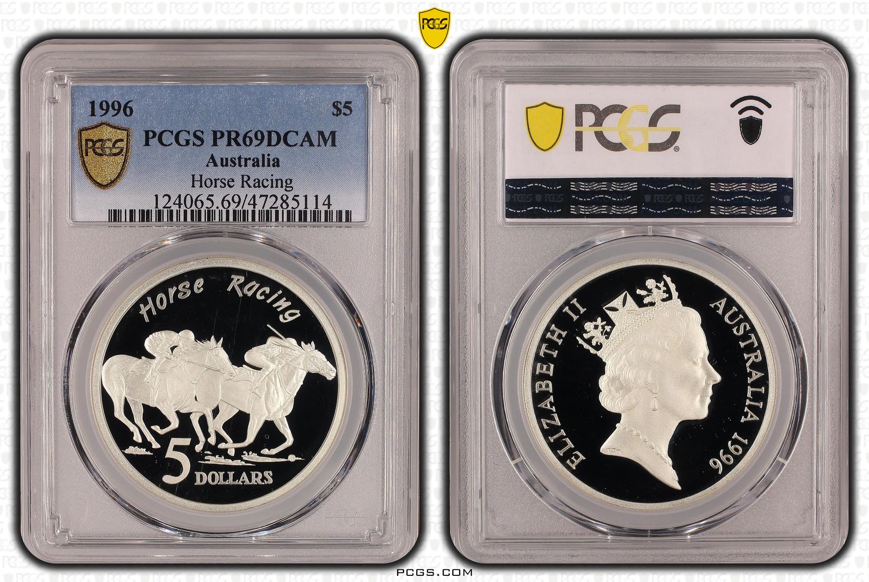 Horse Racing, Five Dollar, 1996, PCGS PR69DCAM
