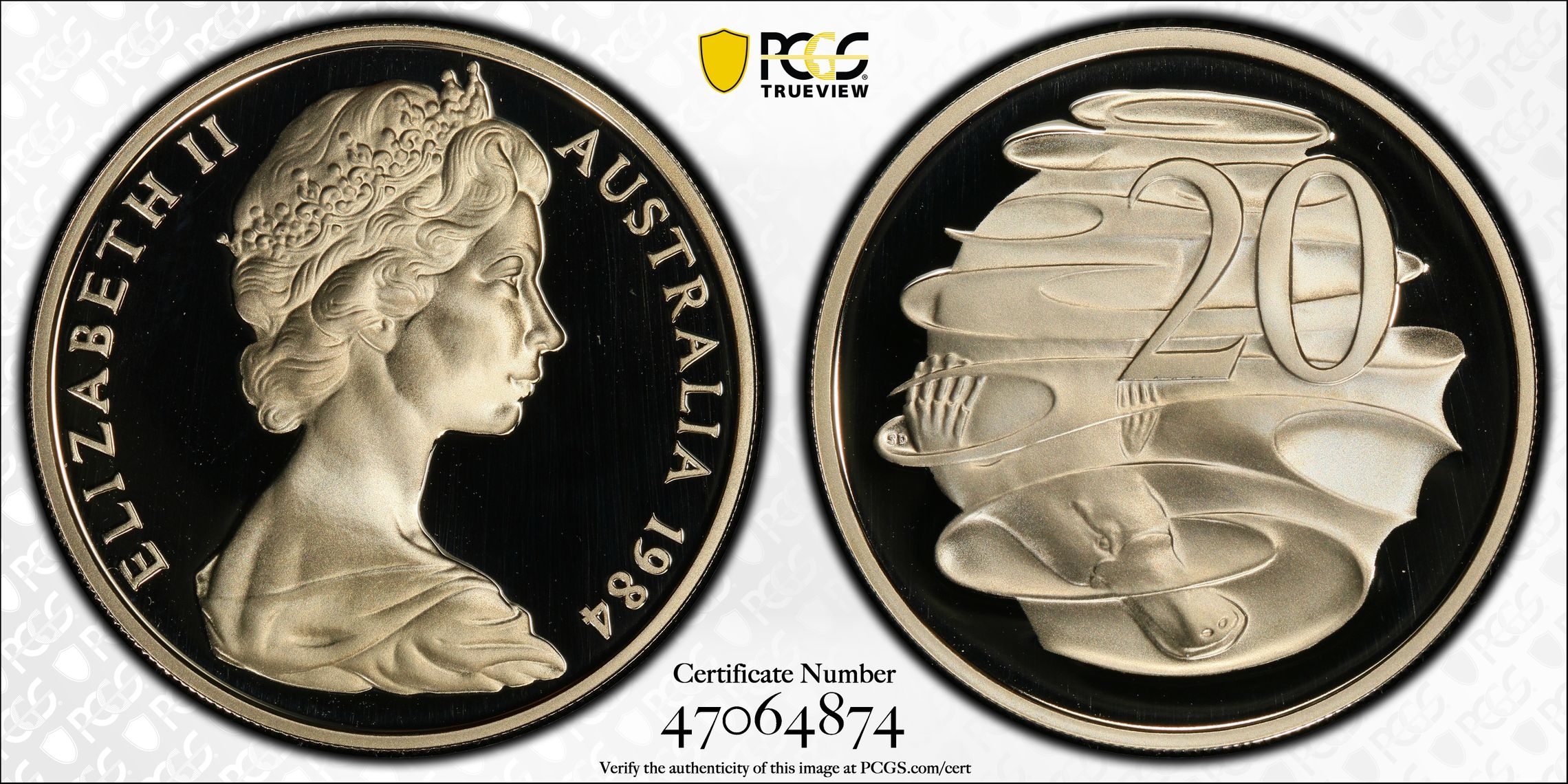 Twenty Cent, 1984, PCGS PR69DCAM