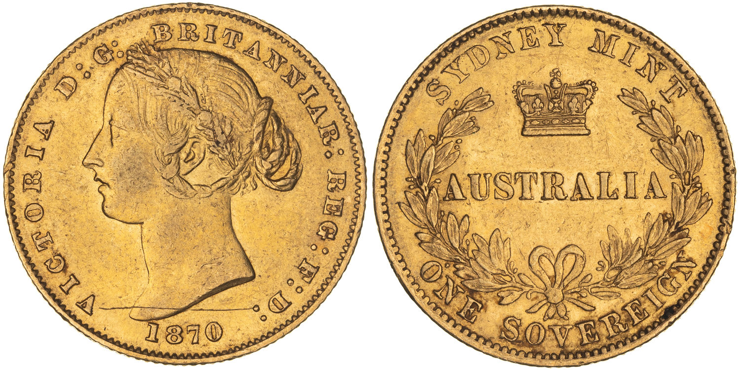 Victoria, Sydney Mint Reverse - Type II, Sovereign, 1870, VF