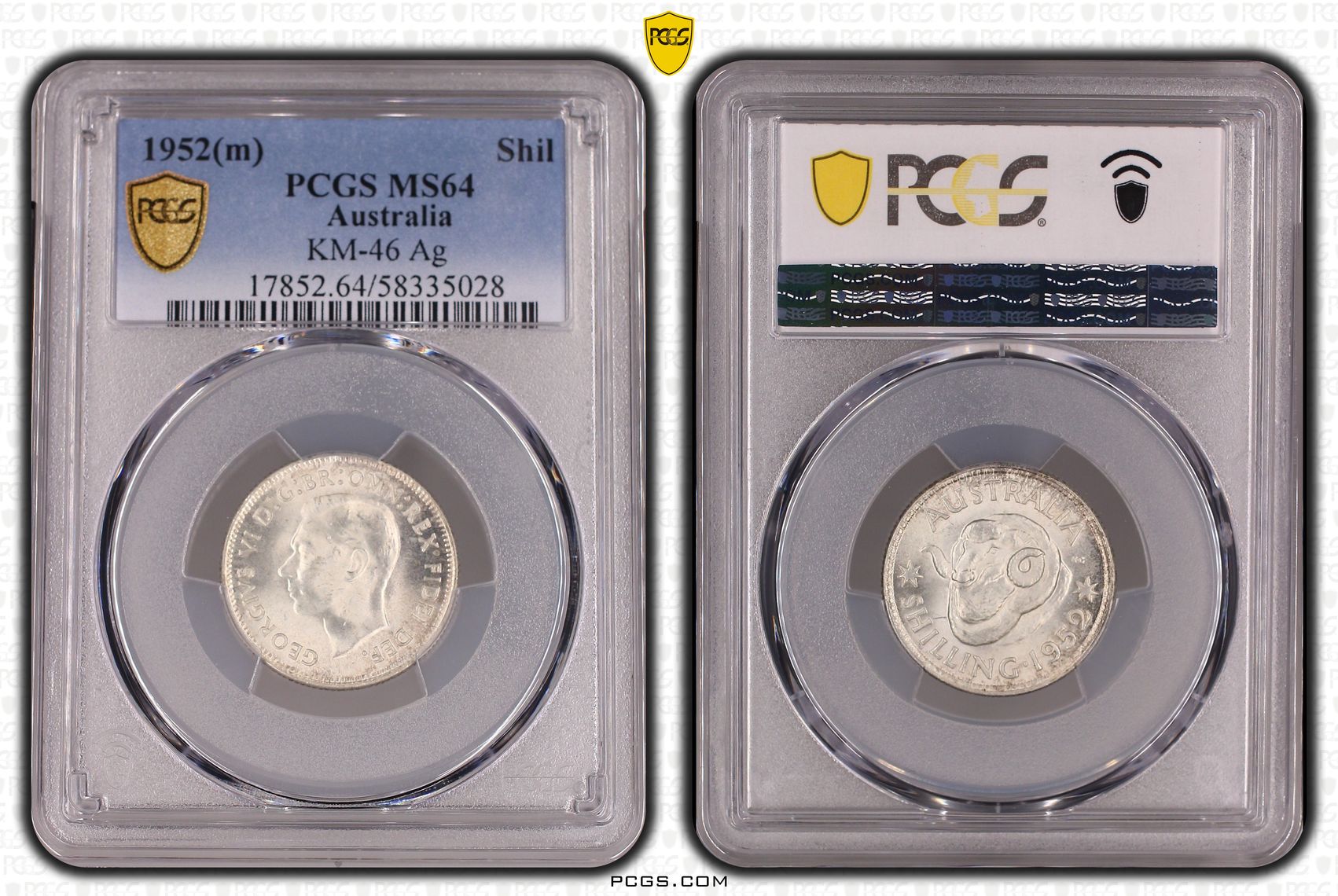 George VI, Shilling, 1952(m), PCGS MS64