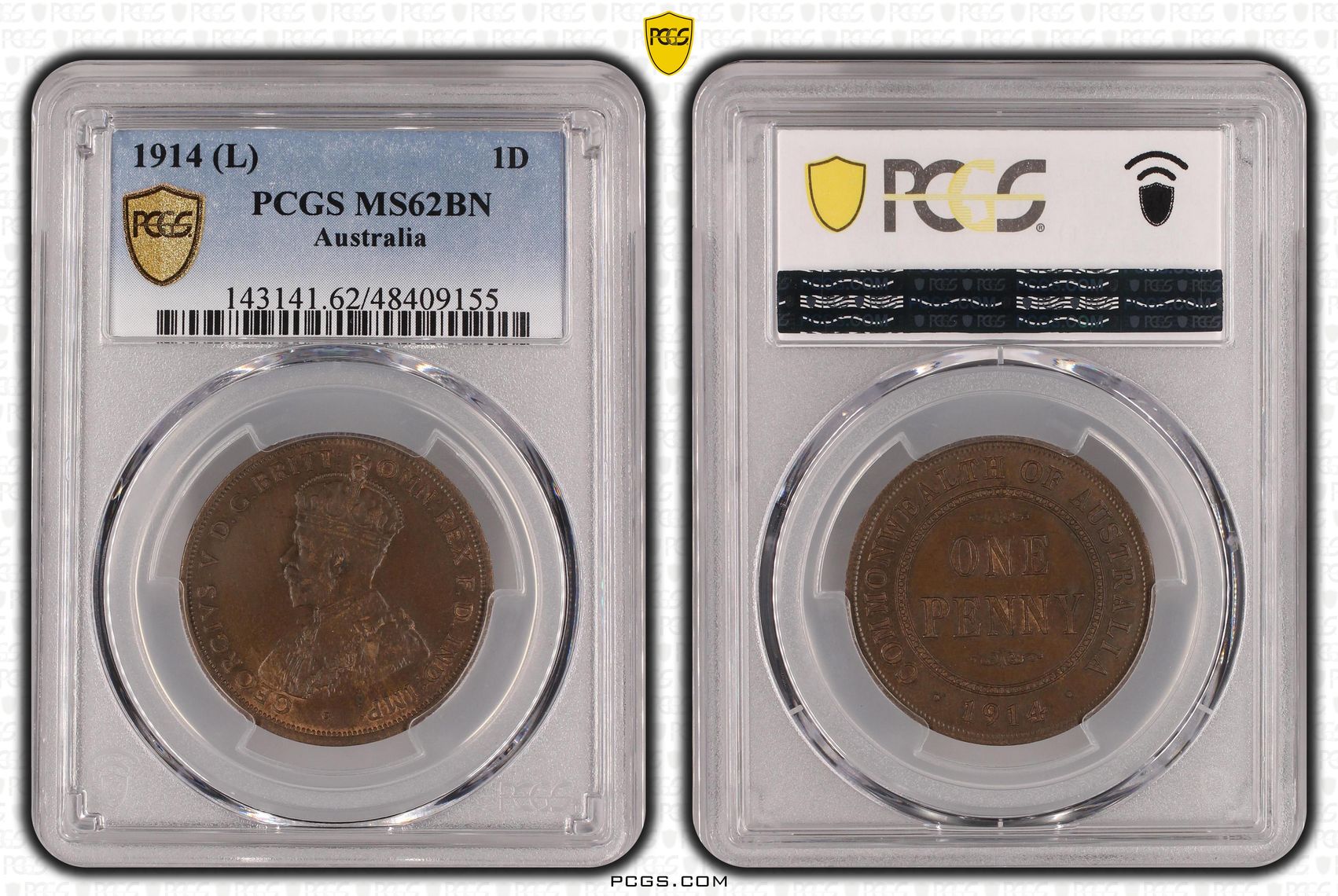 George V, Penny, 1914, PCGS MS62BN