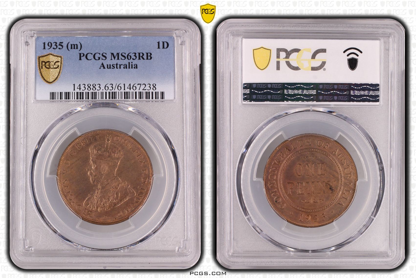 George V, Penny, 1935, PCGS MS63RB