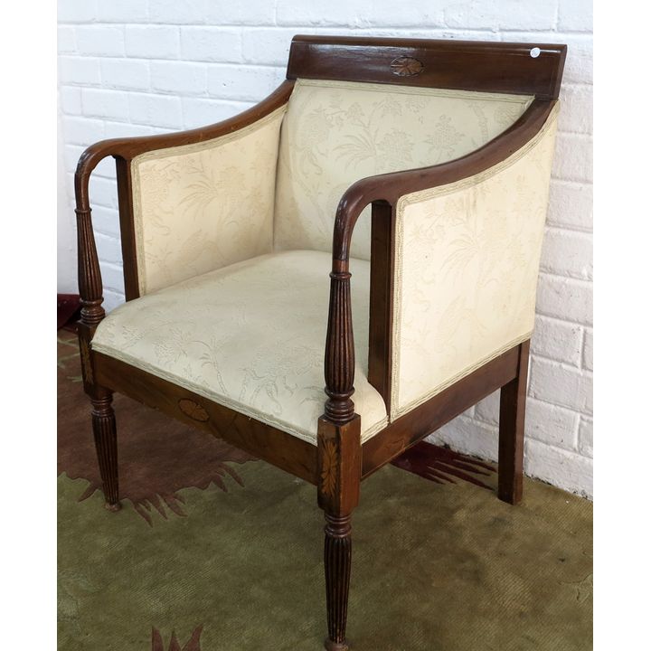 INLAID MAHOGANY ARMCHAIR