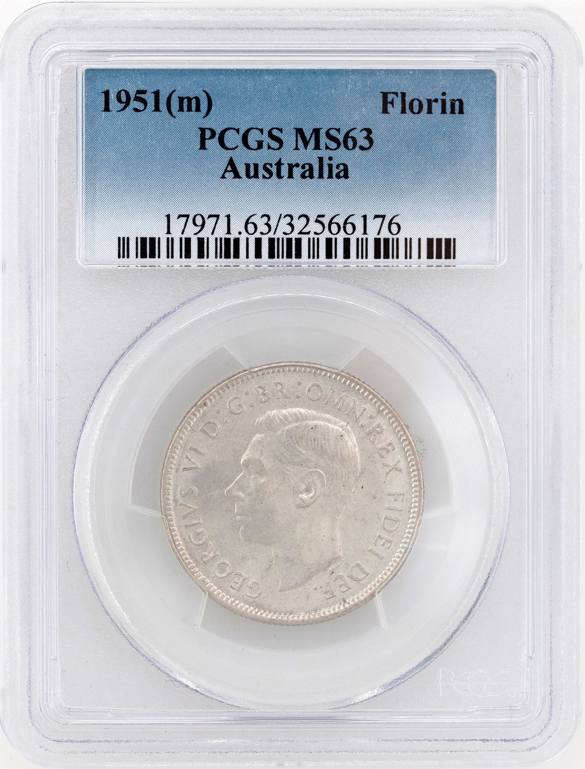 1951(m) Australia Florin PCGS - MS63 -176