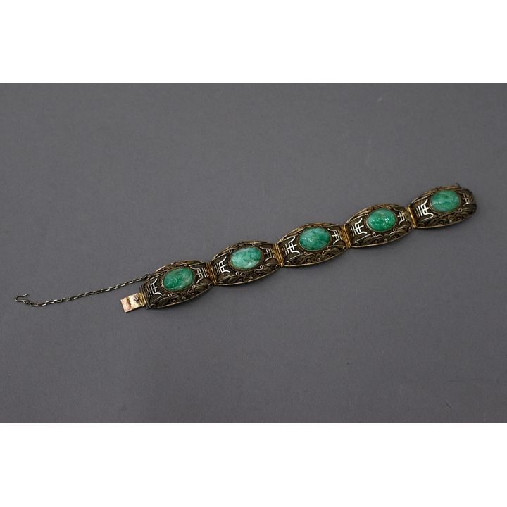 Large antique Chinese gilt sterling silver bracelet