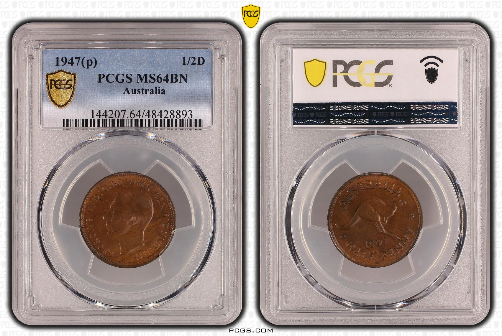 Halfpenny, 1947(p), PCGS MS 64BN