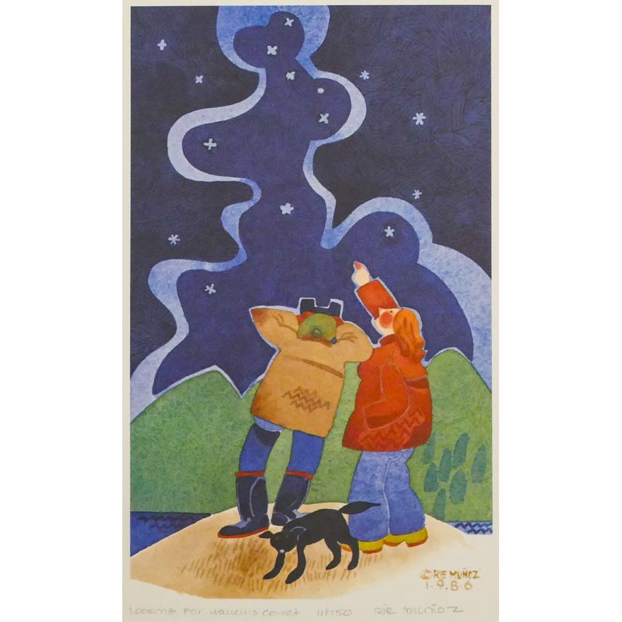 Rie Munoz ''Looking For Halley's Comet'' 1986 Signed Print 14'' x 10'' Sheet.