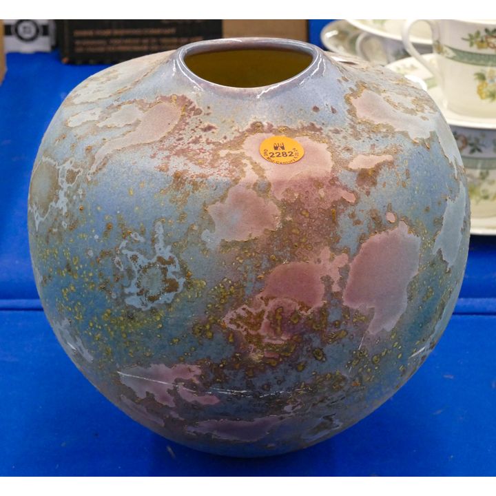 Weber Pastel Raku Art Pottery Vase 8''
