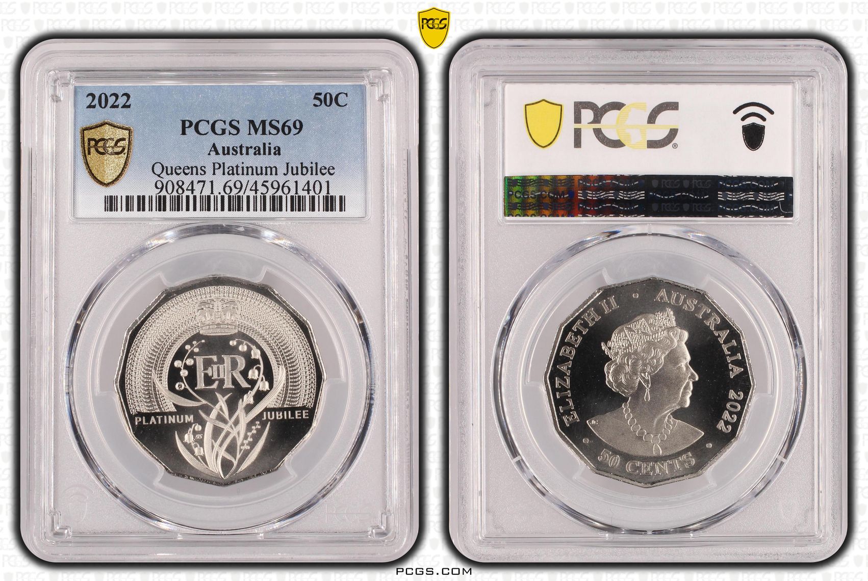 Elizabeth II Platinum Jubilee, Fifty Cent, 2022, PCGS MS69