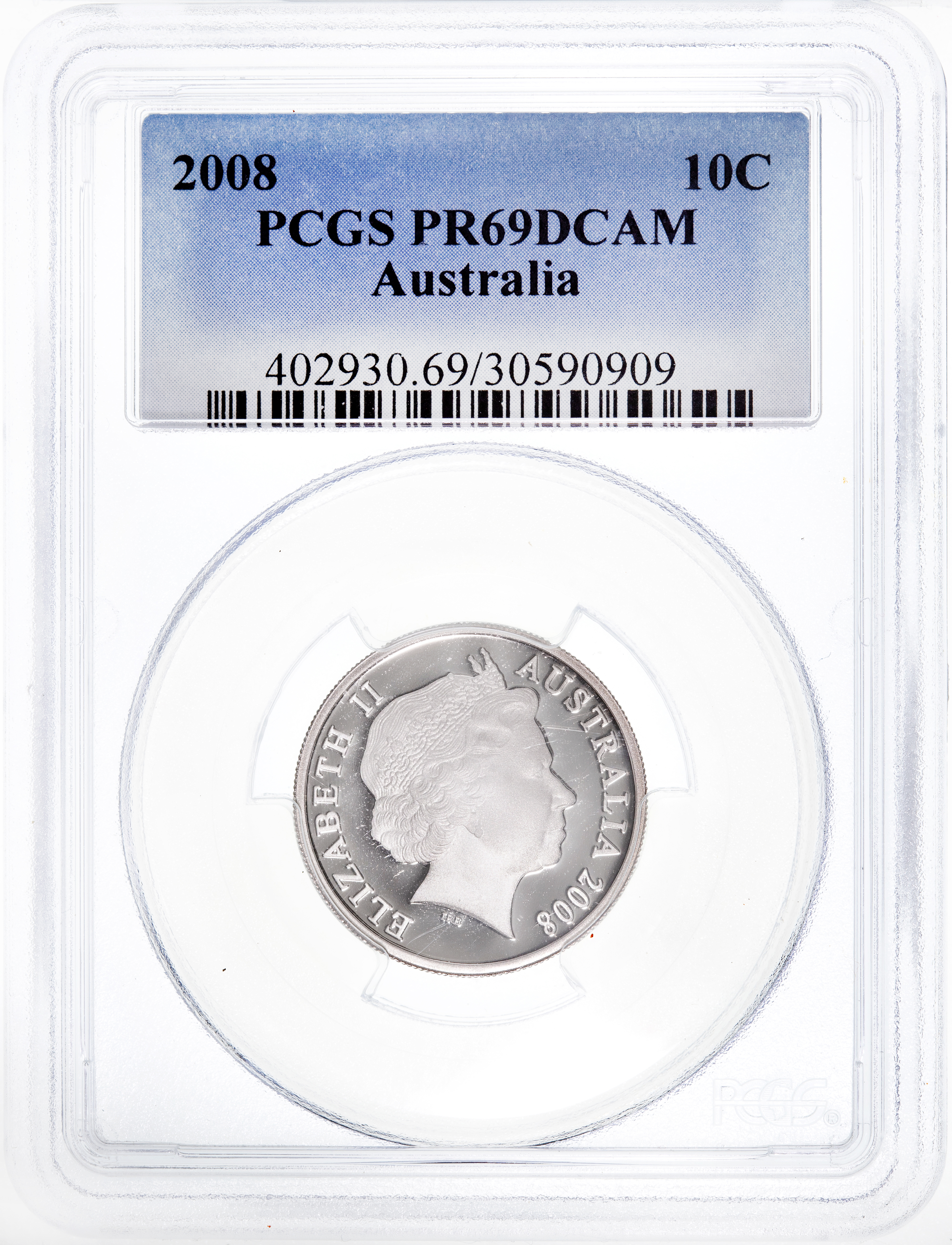 Ten Cent, 2008, Pcgs Pr69dcam