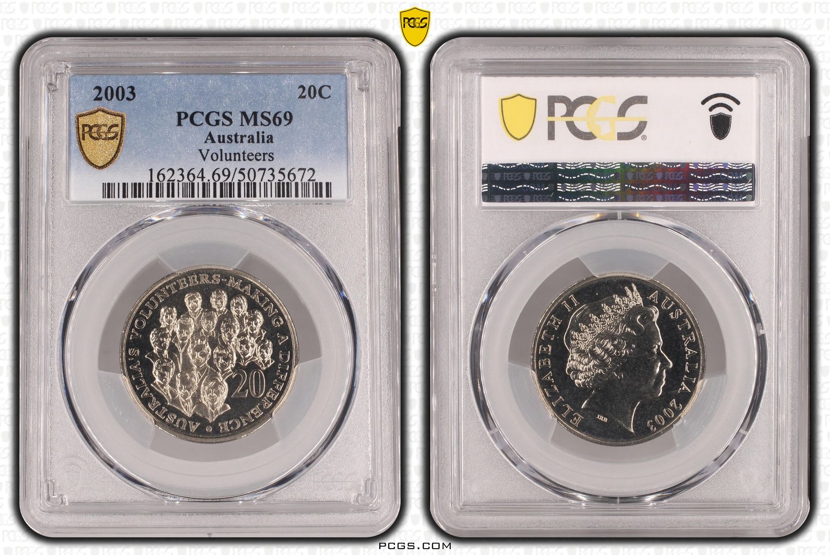 Volunteers , Twenty Cent, 2003, PCGS MS69