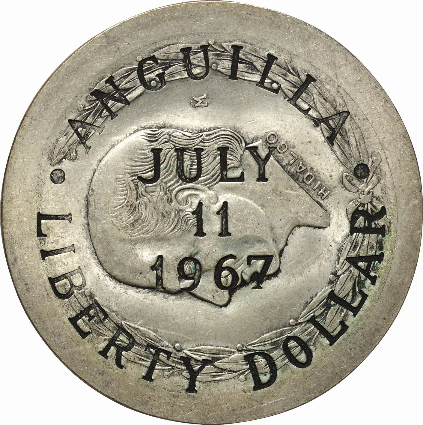 アンギラ 1967年 リバティー・ダラー 加刻1ドル銀貨 アンギラ-Anguilla. 普. F. Silver. 1ドル(Dollar). リバティー