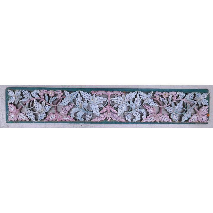 SE Asian Carved Floral Wood Panel- 53x9''