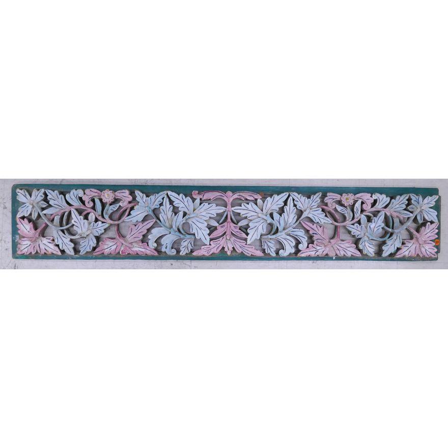SE Asian Carved Floral Wood Panel- 53x9''