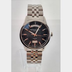 MENS RAYMOND WEIL - DAY & DATE FUNCTION - STAINLESS STEEL SWISS MADE - CLEAR BACK - 42MM - 51633/310