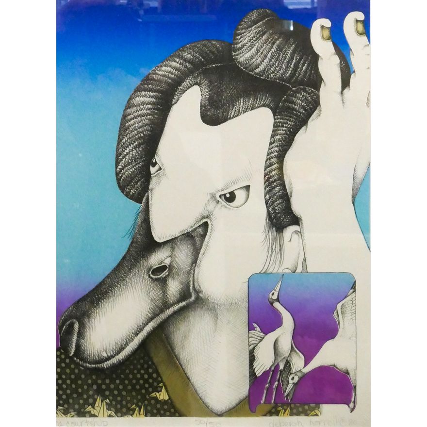 Deborah Horrell ''The Courtship'' 1980 Lithograph Framed 19''x16''