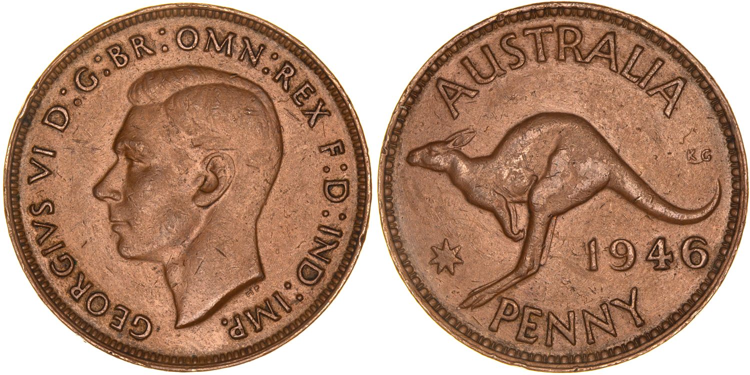 George VI, Penny, 1946, VG