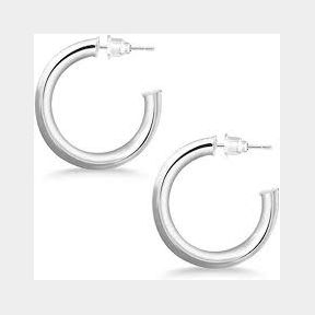 Earrings 14K Gold Lightweight Chunky Open Hoops for Women - Silver - Women 0.25 cm | SM 51702/1417 B2S4 (BB3)