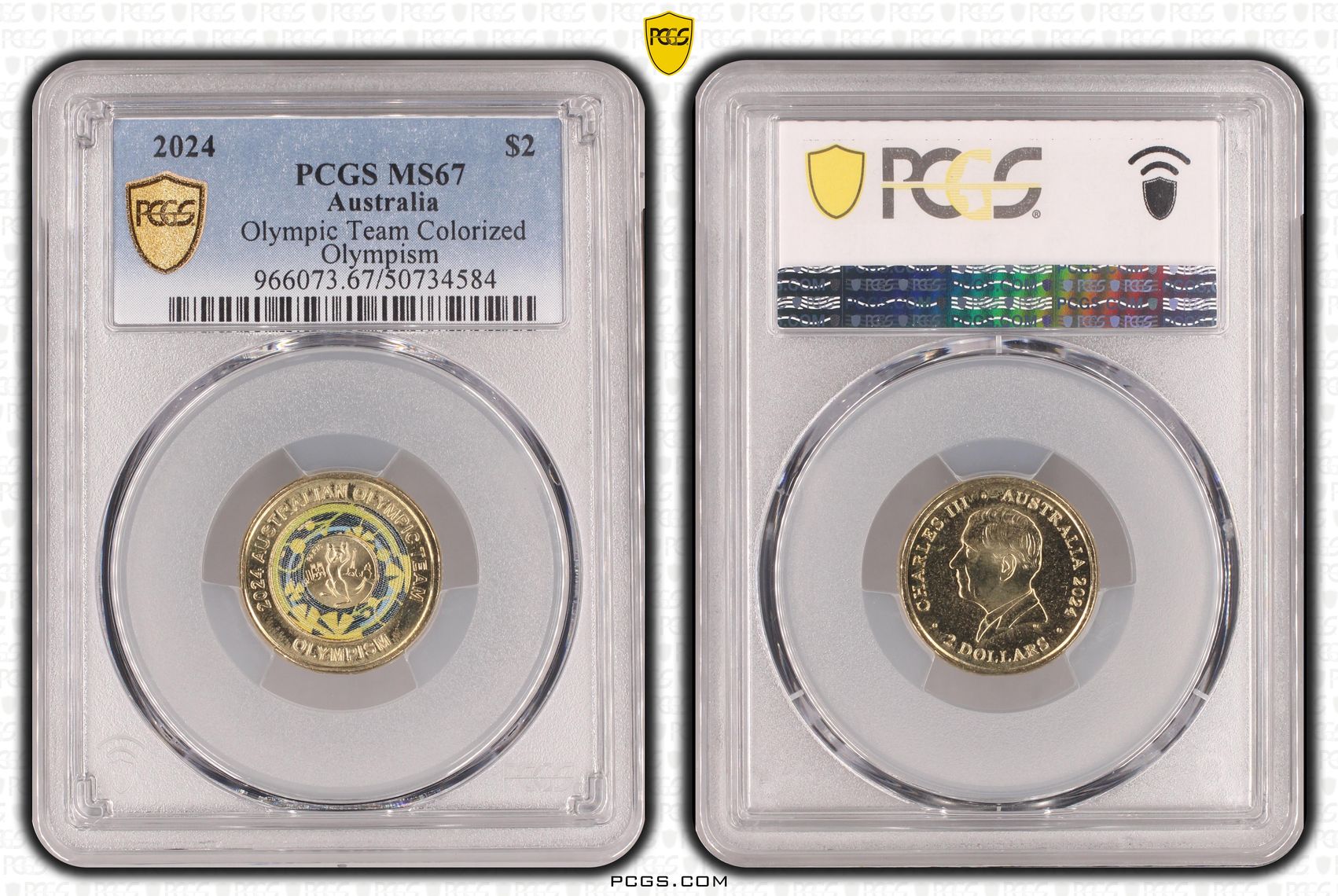 Olympic Team Colorized Olympism , Two Dollar, 2024, PCGS MS67