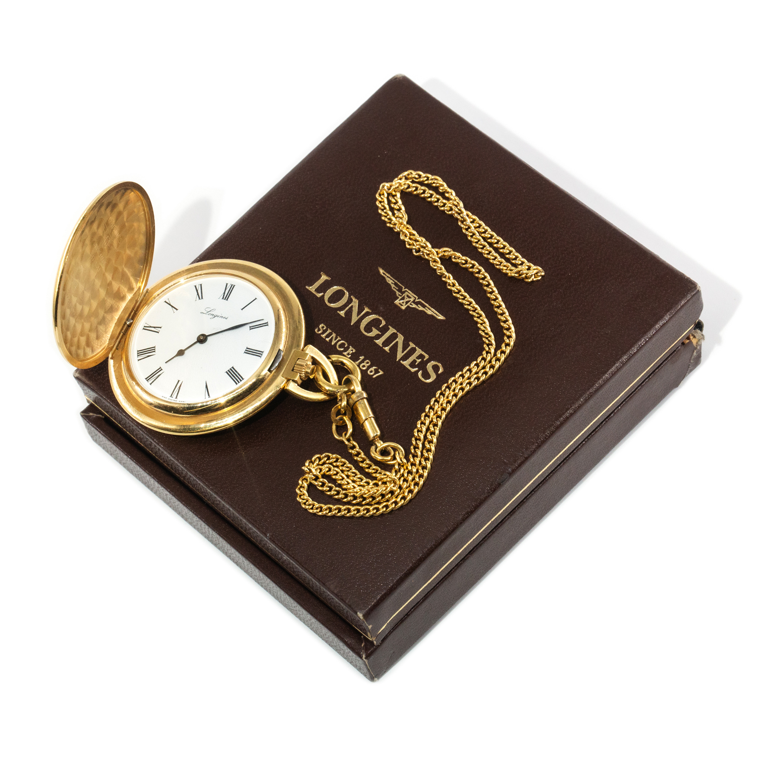 Longines Full Hunter Pocket Watch & Chain 42mm, Circa 2000s