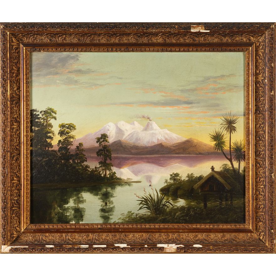 Artist Unknown 'Tongariro from the Lake Taupo foreshore'