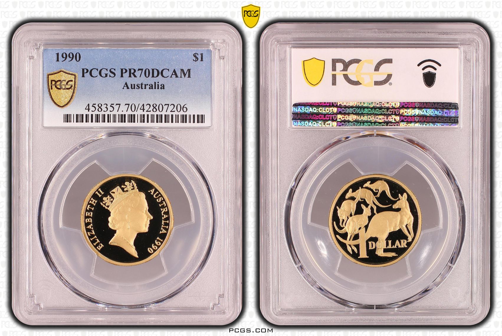 1990 Australia One Dollar, $1 PCGS - PR70DCAM POP 16/0 -206