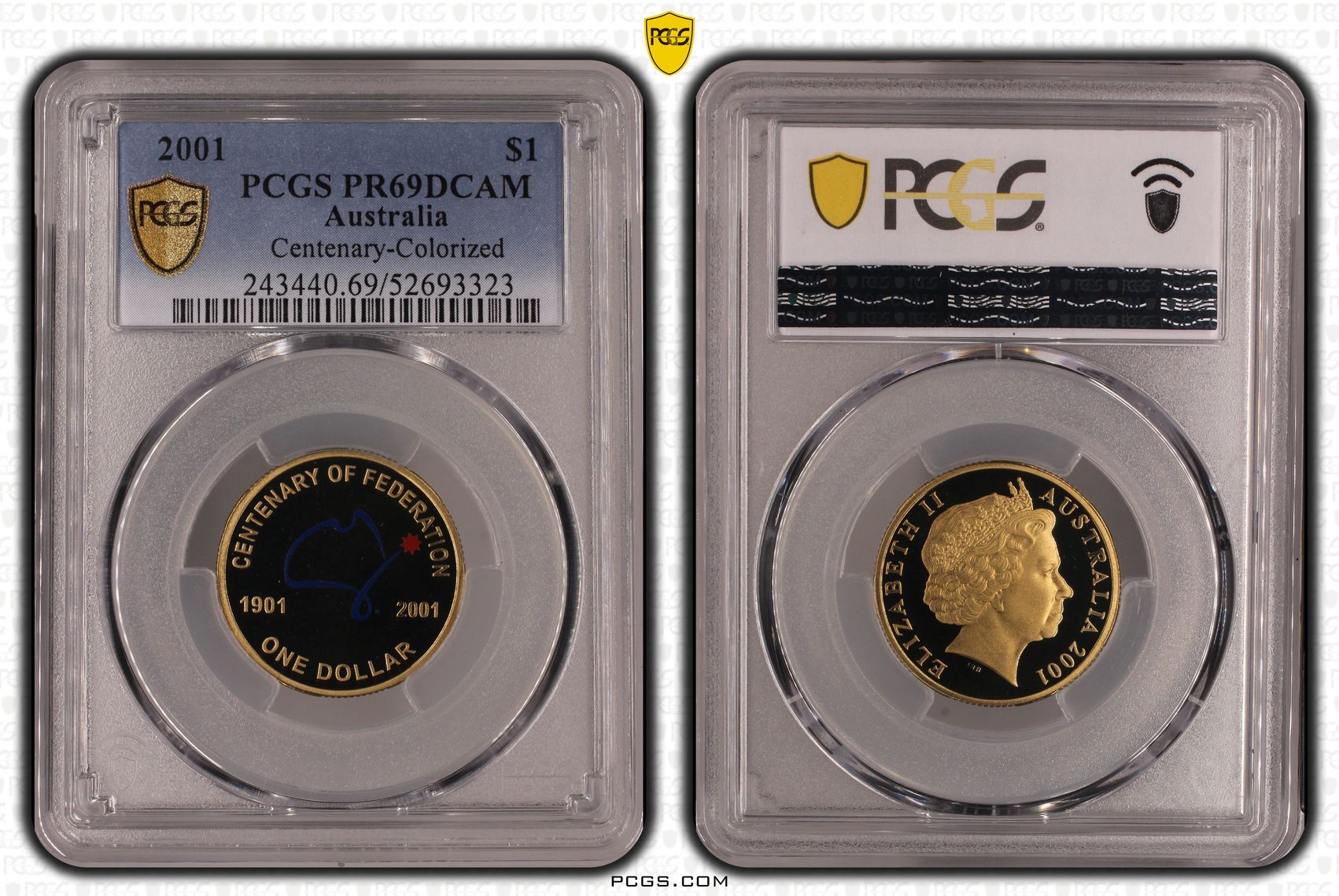 Centenary-Colourised, One Dollar, 2001, PR69DCAM