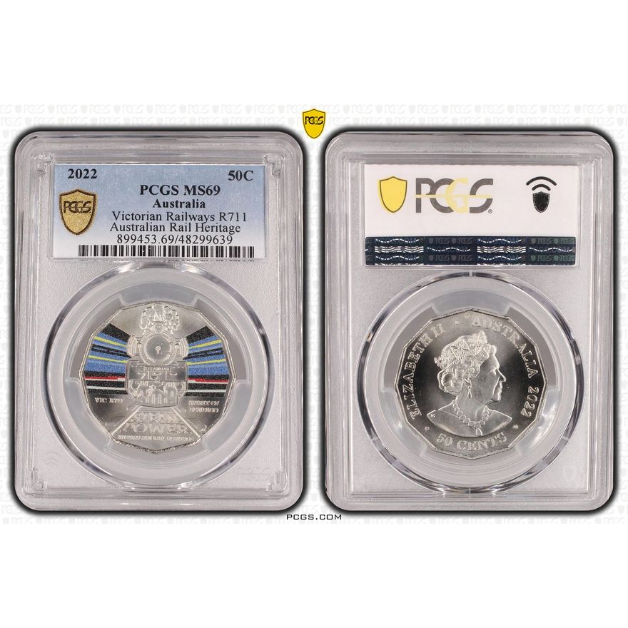Victorian Railways R711 - Australian Rail Heritage, Fifty Cents, 2022, PCGS MS69