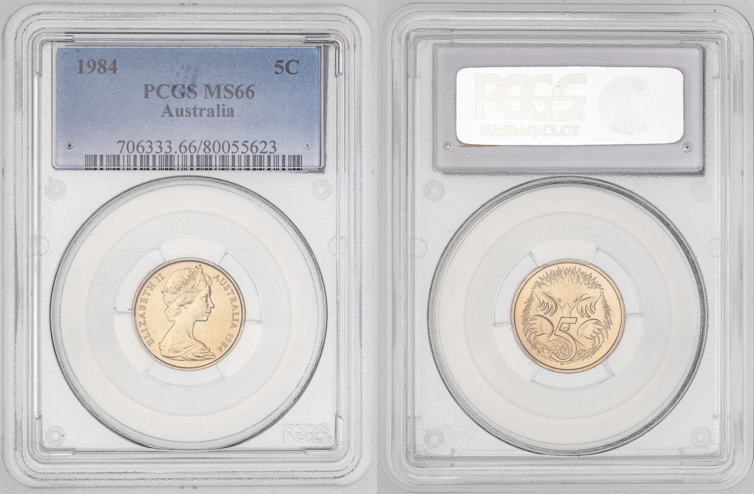 Elizabeth II, Five Cent, 1984, PCGS MS66
